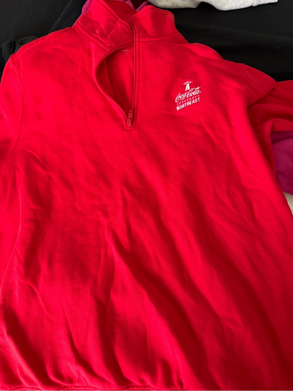 Sport-Tek Red Men's Quarter-Zip Pullover with White Logo
